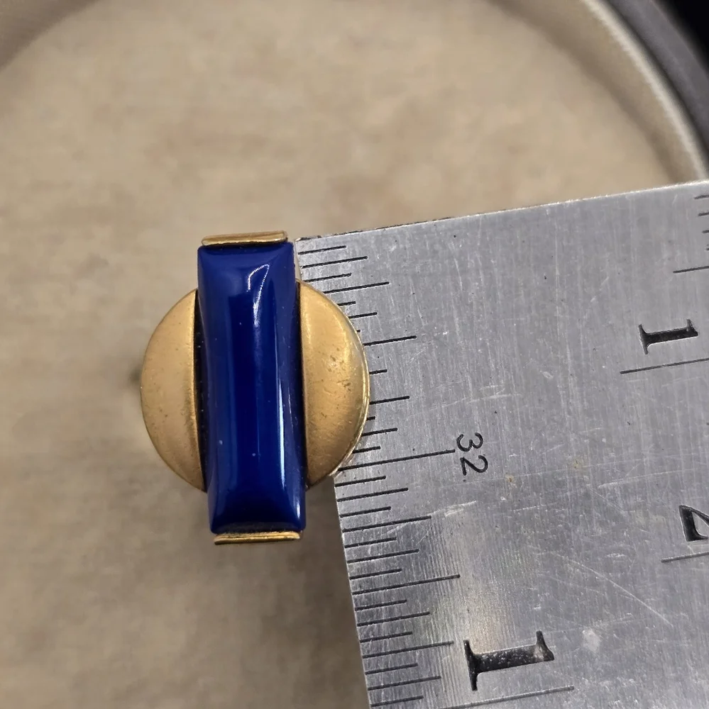 Swank Art Deco Blue Glass Gold Plated Cufflinks